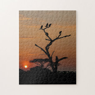 Jigzaagpuzzel van Silhouette van Vultures in Tree Legpuzzel