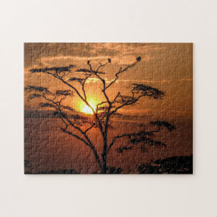 Jigzaagpuzzel van Silhouette van Vultures in Tree Legpuzzel