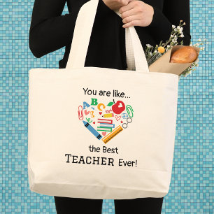 Jij Bent Als de Beste Leraar Ooit Reuzen Boodschap Grote Tote Bag