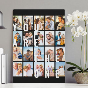 Jij bent de Eén Romantische 20 Foto Collage Zwart Canvas Afdruk