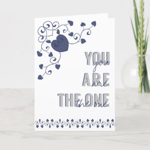 Jij Bent de Ene Blauwe Typografie Hart Valentijnsd Feestdagen Kaart
