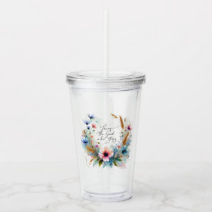Jij bent de God die Blijft, waterverf bloemmotief Acryl Drinkbeker