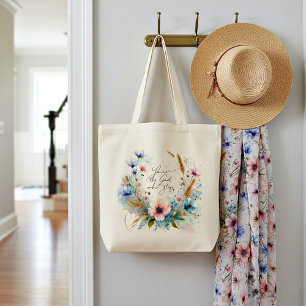 Jij bent de God die Blijft, waterverf bloemmotief Tote Bag