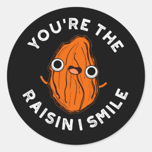 Jij bent de Raisin I Smile Funny Food Pun Dark BG Ronde Sticker