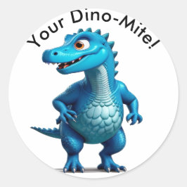 Jij bent Dino-Mite! Personaliseren Naam bewerken T Ronde Sticker