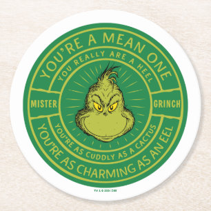 Jij bent een Gemeen Heerschap Grinch Badge Ronde Kartonnen Onderzetter