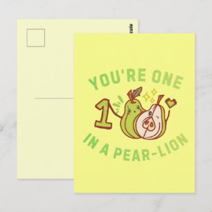 Jij Bent Eén In Een Peer-Lion Peer Woordspeling Briefkaart