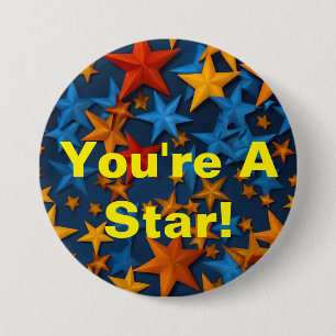 "Jij bent een ster!" Kleurrijke Star Achievement B Ronde Button 7,6 Cm
