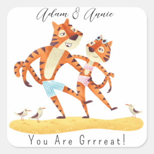 Jij Bent Grrrreat Tijger Op Maat Gemaakt Cadeau Vo Vierkante Sticker