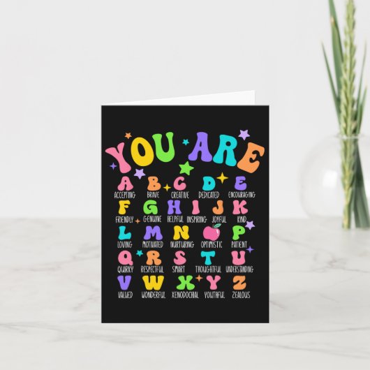 Jij Bent Letters Alfabet Leer Abc's Inspiratie Te Kaart (Voorkant)
