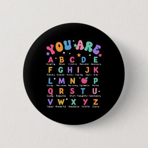 Jij Bent Letters Alfabet Leer Abcs Inspiratie Te Ronde Button 5,7 Cm