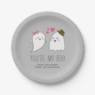 Jij bent mijn Boo Halloween Kawaii Ghost Cute Gray Papieren Bordje