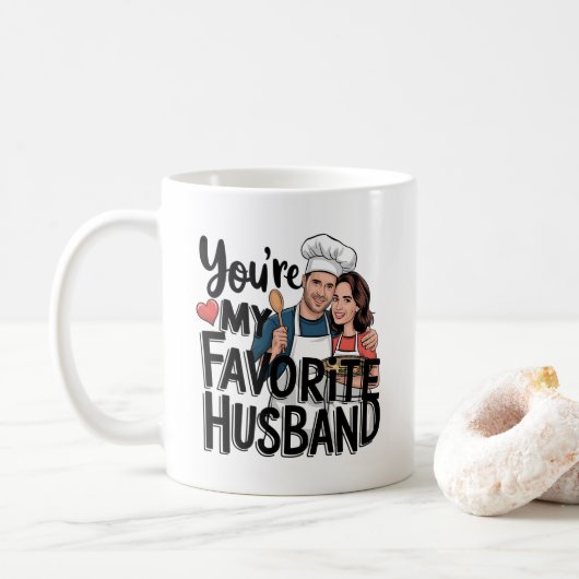 Jij bent mijn favoriete man, grappige quote koffiemok (Met donut)