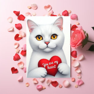 Jij Bent Mijn Hart Valentijnsdag Gedicht Witte Kat Feestdagenkaart