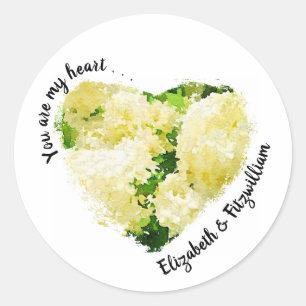 Jij bent mijn hart. . . White Annabelle Hydrangeas Ronde Sticker