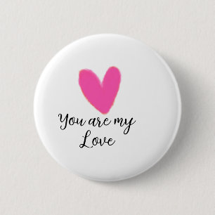 jij bent mijn liefde roze rode hart waterverf kidr ronde button 5,7 cm