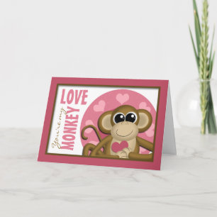 Jij bent mijn liefdesaap - Cute Roze Wenskaart Kaart