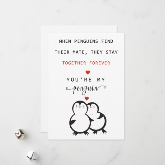 Jij bent mijn pinguïn Valentijnskaart Feestdagenkaart (Voorkant / Achterkant in situ)