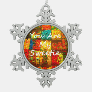 Jij bent mijn schatje tin sneeuwvlok ornament