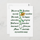 Jij bent mijn Sunshine Briefkaart (Voorkant / Achterkant)