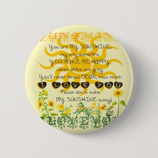 Jij bent mijn Sunshine Ronde Button 5,7 Cm (Voorkant)