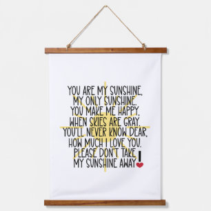 Jij bent mijn Sunshine Wood Topped wandtapijt Hangend Wandkleed