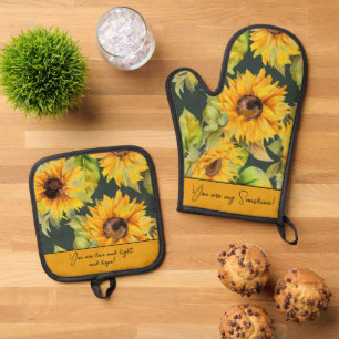 Jij bent mijn zonnebloemen ovenwant & pannenlap set
