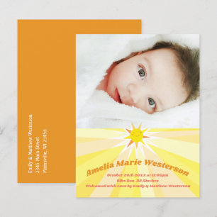 Jij bent mijn Zonneeuwse Baby- Aankondiging Briefkaart