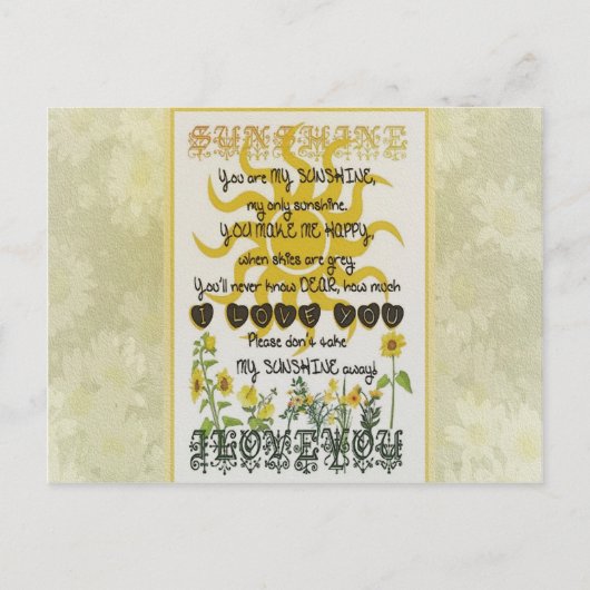 Jij bent mijn zonneschijn briefkaart (Voorkant)