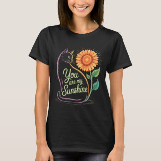Jij bent Mijn Zonneschijn Kat Zonnebloem Kunst voo T-shirt