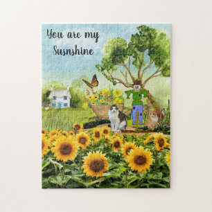 Jij Bent Mijn Zonneschijn Katten en Zonnebloemen Legpuzzel