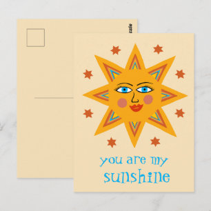Jij bent mijn Zonneschijn Opgewekte Zon CUSTOM Briefkaart