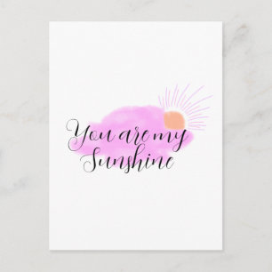 jij bent mijn zonneschijn roze paarse zonnestralen briefkaart