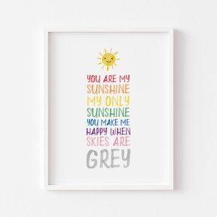 Jij bent mijn zonneschijn waterverf poster