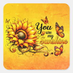 Jij Bent Mijn Zonneschijn Zonnebloem Vierkante Sticker