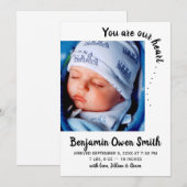 Jij bent ons hart. . . Geboorteaankondiging Kaart (Voorkant / Achterkant)