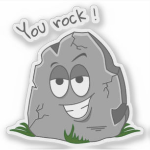 Jij bent te gek! Grappige Grijze Cartoon Steen Sticker