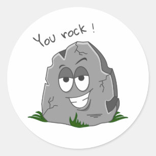 Jij Bent Top! Grappige Grijze Cartoon Steen Ronde Sticker