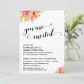 Jij Bent Uitgenodigd Hartjes Script Boho Bloemen Kaart (Staand voorkant)