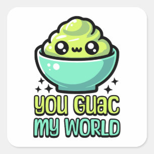 Jij bewaakt mijn wereld! Schattigee guacamole-pen Vierkante Sticker