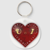 Jij en ik - alfabet spel op een rood hart sleutelhanger (Achterkant)