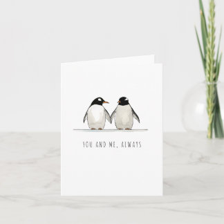 Jij en ik, altijd romantische pinguïn Valentijnsda Kaart