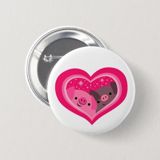 Jij en ik (Cartoon varkens) Ronde Button 5,7 Cm (Voorkant /achterkant)