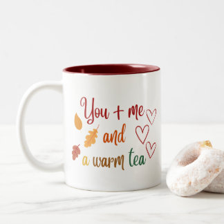 Jij en ik en een warme thee Autumn Leaves Cosy Gif Tweekleurige Koffiemok