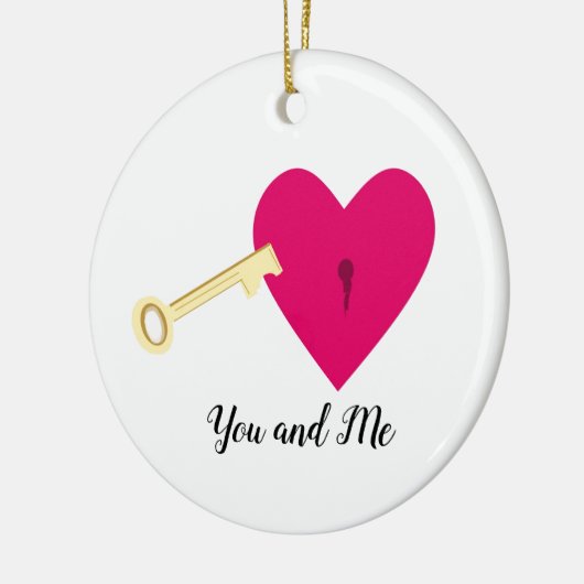 Jij en ik hart en sleutel keramisch ornament (Links)