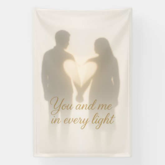 Jij en ik in elke licht Romantische schaduwkunst o Spandoek (Verticaal)