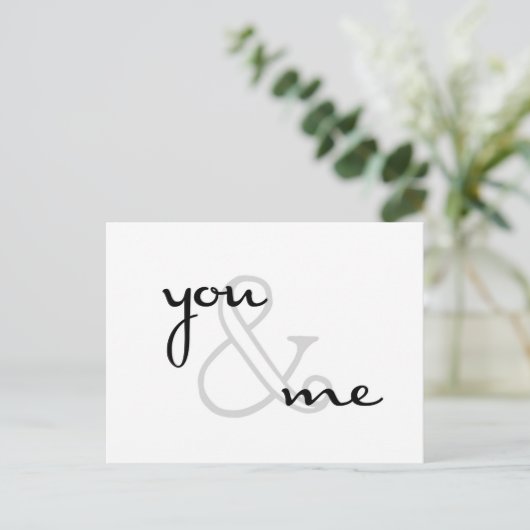 jij en ik zwart wit modern briefkaart (Staand voorkant)