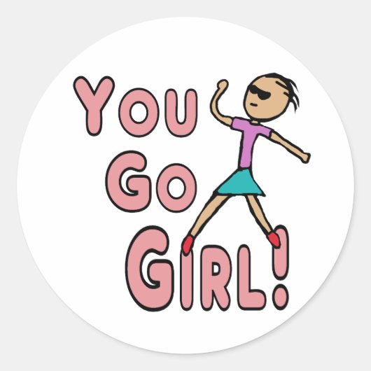 Jij gaat Meisje! Ronde Sticker (Voorkant)