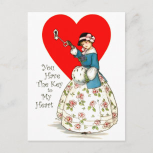 Jij hebt de sleutel van mijn hart, vintage valenti briefkaart