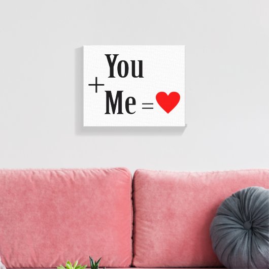 Jij + ik = liefde T-shirt Canvas Afdruk (Insitu (Woonkamer))